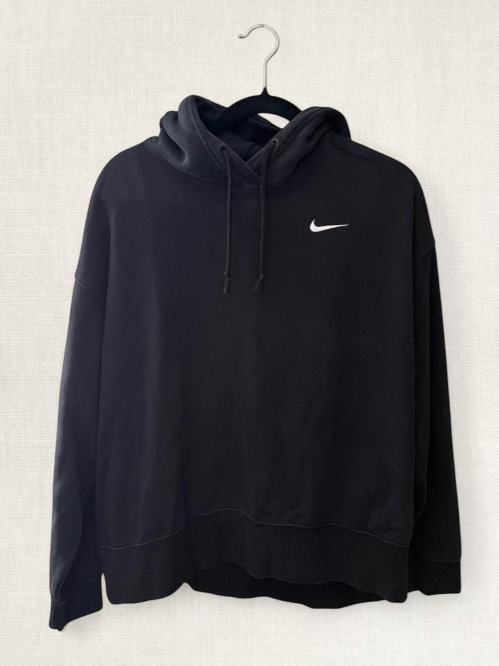 Nike Black Hoodie with White Swoosh - Men's Pullover